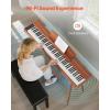 VEVOR Weighted Digital Piano, 88 Keys Fully Weighted, Electric Piano Keyboard with Furniture Stand, Power Adapter, Triple Pedal, Record Function, 280 Tones, Wireless Connection, for Beginners, White(Brown)