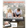 VEVOR Weighted Digital Piano, 88 Keys Fully Weighted, Electric Piano Keyboard with Furniture Stand, Power Adapter, Triple Pedal, Record Function, 280 Tones, Wireless Connection, for Beginners, White(Black  without Stand)