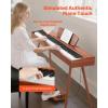 VEVOR Weighted Digital Piano, 88 Keys Fully Weighted, Electric Piano Keyboard with Furniture Stand, Power Adapter, Triple Pedal, Record Function, 280 Tones, Wireless Connection, for Beginners, White(Brown)