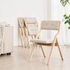 VEVOR Wooden Folding Chairs with Cushion, Set of 2, Portable Foldable Cushion Chair with Wooden Frame, Modern Padded Dining Chair for Kitchen, Office, Wedding, Party, Dining Room, Easy Assembly, Beige(Natural+beige)