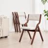 VEVOR Wooden Folding Chairs with Cushion, Set of 2, Portable Foldable Cushion Chair with Wooden Frame, Modern Padded Dining Chair for Kitchen, Office, Wedding, Party, Dining Room, Easy Assembly, Beige(Walnut+beige)