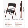 VEVOR Wooden Folding Chairs with Cushion, Set of 2, Portable Foldable Cushion Chair with Wooden Frame, Modern Padded Dining Chair for Kitchen, Office, Wedding, Party, Dining Room, Easy Assembly, Beige(Walnut+black Leather)