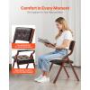 VEVOR Wooden Folding Chairs with Cushion, Set of 2, Portable Foldable Cushion Chair with Wooden Frame, Modern Padded Dining Chair for Kitchen, Office, Wedding, Party, Dining Room, Easy Assembly, Beige(Walnut+black Leather)