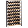 VEVOR 15 Bottle Wine Rack,Iron Freestanding Floor Wine Holder, Mini Bar Stand Liquor Cabinet with Wood Tabletop, for Home Bar,Kitchen,Living Room,Dining Room,16.9”L X 11.4”W X 35.2”H(48 Bottles)