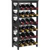 VEVOR 15 Bottle Wine Rack,Iron Freestanding Floor Wine Holder, Mini Bar Stand Liquor Cabinet with Wood Tabletop, for Home Bar,Kitchen,Living Room,Dining Room,16.9”L X 11.4”W X 35.2”H(24 Bottle)