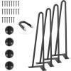 VEVOR 16″ Hairpin Furniture Legs, Metal Home DIY Projects for Nightstand, Coffee Table, Desk, 500lbs Load Capacity with Rubber Floor Protectors, Metal Heavy Duty Sturdy Modern Table Legs, 4PCS Black(Hairpin-2 rods solid)