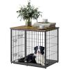VEVOR 27″ Dog Crate Furniture With Double Doors, 2-in-1 Decorative Wooden Kennel End Table, Removable Tray, Holds up to 30 lbs for Small, Medium Dogs – Brown