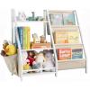 VEVOR 3-Tier Kids Bookshelf, Toy Storage Organizer for Toddler, Book Shelf for Kids Rooms with Sling Book Rack and Storage Bag, Kids Storage Book Shelves for Kids Room, Playroom, Kindergarten, Nursery(Kids Bookshelf With Toy Storage)