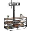 VEVOR 45″ TV Stand with Mount for up to 75 in TVs, Entertainment Center with Power Outlet & LED Lights, Height Adjustable TV Console with Mount with 3 Tiers Storage Cabinets for Bedroom, Living Room(48″ Rectangular)