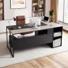 VEVOR 63″ L-Shaped Executive Desk, Large Office Desk with Drawers, File Storage Cabinet, Detachable 350 LBS Load Capacity Corner Table, Easy Assembly, Business Furniture Workstation for Home Office(71*53″)