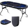 VEVOR 8 Player Poker Table Foldable, Portable Folding Card Board Game Table, Casino Leisure Table, Blackjack Texas Holdem Table with Padded Rails and Stainless Steel Cup Holders,Blue (72 in)
