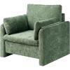 VEVOR Accent Chair, Metal Framed Chair with Wooden Armrests, Modern Cozy Upholstered Armchair, with Soft Foam Cushioning, Detachable Cushion, for Living Room, Bedroom, Reading Room, Office, Beige(Green)