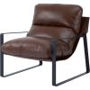 VEVOR Accent Chair, Metal Framed Chair with Wooden Armrests, Modern Cozy Upholstered Armchair, with Soft Foam Cushioning, Detachable Cushion, for Living Room, Bedroom, Reading Room, Office, Beige(Brown)