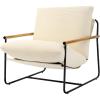 VEVOR Accent Chair, Metal Framed Chair with Wooden Armrests, Modern Cozy Upholstered Armchair, with Soft Foam Cushioning, Detachable Cushion, for Living Room, Bedroom, Reading Room, Office, Beige(Beige)