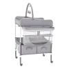 VEVOR Baby Changing Table, Foldable Diaper Change Station with 2 Fabric Drawers, Side Basket and Hanging Rod, Adjustable Height Changing Table with Lockable Wheels and 2 Star Toys, Light Gray(light gray)