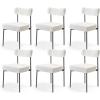 VEVOR Boucle Dining Chairs Set of 2, Mid Century Modern Sherpa Accent Chairs, Upholstered Side Chair for Dining Room, Space-Saving White Kitchen Chair with Curved Backrest and Black Metal Legs(Set of 6)
