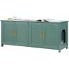VEVOR Cat Litter Box Enclosure, 31 in Hidden Litter Box Cabinet with Shelf & Storage, Modern Style Indoor Cat Washroom, Wooden Kitty House Furniture End Table, Fit Most Litterboxes, Red & Green(Retro Green)