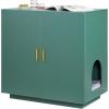 VEVOR Cat Litter Box Enclosure, 31 in Hidden Litter Box Cabinet with Shelf & Storage, Modern Style Indoor Cat Washroom, Wooden Kitty House Furniture End Table, Fit Most Litterboxes, Red & Green(Dark Green)