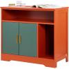 VEVOR Cat Litter Box Enclosure, 31 in Hidden Litter Box Cabinet with Shelf & Storage, Modern Style Indoor Cat Washroom, Wooden Kitty House Furniture End Table, Fit Most Litterboxes, Red & Green(Red & Green)