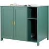 VEVOR Cat Litter Box Enclosure, 31 in Hidden Litter Box Cabinet with Shelf & Storage, Modern Style Indoor Cat Washroom, Wooden Kitty House Furniture End Table, Fit Most Litterboxes, Red & Green(Dark Green，Built-in Power Outlet)