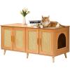 VEVOR Cat Litter Box Enclosure for 2 Cats, Litter Box Furniture Hidden 47.2in(Natural color)