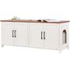 VEVOR Cat Litter Box Enclosure for 2 Cats, Litter Box Furniture Hidden with Double Rooms, Wooden Cat Box Cabinet Fit Most of Litter Box, 47.2″ L x 18.5″ W x 19.7″ H, White