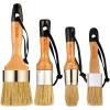 VEVOR Chalk Wax Paint Brush, 4 Piece Wax Paint Brush, Stain Brushes for Furniture, Acrylic Painting,Milk Paint,Home Decor, Natural Bristle Round Oval Chalk Paint Brushes for All Painting and Waxing(4 PCS)