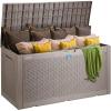 VEVOR Deck Box, 100 Gallon Outdoor Storage Box, 48.0″ x 21.5″ x 24.5″, Waterproof PP Deckbox with Aluminum Alloy Padlock, for Patio Furniture, Garden Tools, Outdoor Cushions, Gray(100gal)