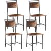 VEVOR Dining Chairs Set of 2, Wooden Chairs with Metal Frame and Backrest, Easy to Assemble Leather Side Chair, Modern Farmhouse Walnut Chair for Kitchen Living Room, Rustic Brown and Black(Set of 4)