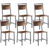 VEVOR Dining Chairs Set of 2, Wooden Chairs with Metal Frame and Backrest, Easy to Assemble Leather Side Chair, Modern Farmhouse Walnut Chair for Kitchen Living Room, Rustic Brown and Black(Set of 6)