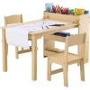 VEVOR Kids Art Table and 2 Chairs, 2-in-1 Toddler Craft and Play Activity Table, Wood Toddler Table and Chair Set with A Cabinet for Art, Craft, Reading, Learning(Natural)