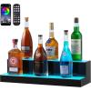 VEVOR LED Lighted Liquor Bottle Display, 3 Tiers 20 Inches Whiskey Rack, Supports USB, Illuminated Home Bar Shelf with RF Remote & App Control, 9 Static Colors, Acrylic Lighted Shelf for 15 Bottles(2 Step 24 Inches)