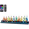 VEVOR LED Lighted Liquor Bottle Display, 3 Tiers 20 Inches Whiskey Rack, Supports USB, Illuminated Home Bar Shelf with RF Remote & App Control, 9 Static Colors, Acrylic Lighted Shelf for 15 Bottles(2 Step 72 Inches)