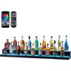 VEVOR LED Lighted Liquor Bottle Display, 3 Tiers 20 Inches Whiskey Rack, Supports USB, Illuminated Home Bar Shelf with RF Remote & App Control, 9 Static Colors, Acrylic Lighted Shelf for 15 Bottles(2 Step 60 Inches)