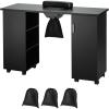 VEVOR Manicure Nail Table, Mobile Nail Station with Powerful Dust Collector, MDF Nail Tech Desk with 8 Lockable Wheels, 3 Dust Bag & Wrist Rest, Nail Art Workstation for Home Spa Beauty Salon(Black)