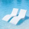 VEVOR Pool Lounge Chairs, Set of 2 Chaise Lounger, Water Weighted in-Pool Lounger Chairs for up to 9″ Water Depths, Anti-Floating Patio Furniture with Cup Phone Holders for Sun Shelf & Tanning Ledge