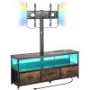 VEVOR Rattan TV Stand, Mid Century Modern TV Stand for 75 inch TV, Boho Rattan TV Cabinet with Build-in Socket and USB Ports, Adjustable Shelfs for Living Room, Media Room, Oak(Brown)