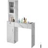 VEVOR Salon Station, Wall Mount Barber Salon Station for Hair Stylist, Beauty Spa Furniture Set, 1 Storage Cabinet, 3 Cubbies and 2 Drawers(One Lockable), White(White)