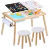 VEVOR Sensory Table and Chairs Set, Toddlers Activity Table with 2 Stools, 2 Storage Bins & Paper Roll Holder, Indoor/Outdoor Play Sand and Water Table, Wooden Kids Sensory Table – Gift for Boys Girls(Table&Chair Set)