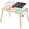 VEVOR Sensory Table and Chairs Set, Toddlers Activity Table with 2 Stools, 2 Storage Bins & Paper Roll Holder, Indoor/Outdoor Play Sand and Water Table, Wooden Kids Sensory Table – Gift for Boys Girls(Paper Roll Holder)