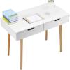 VEVOR Small Desk with Drawers, Kids Desk for Bedroom, Wooden Simple Study Table for Drawing, Reading, Writing, Rectangle MDF Furniture Study Storage Table for Home, Office, White + Wood(38.98″D x 20.08″W x 30.12″H)