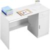 VEVOR Small Desk with Drawers, Kids Desk for Bedroom, Wooden Simple Study Table for Drawing, Reading, Writing, Rectangle MDF Furniture Study Storage Table for Home, Office, White + Wood(41.34″D x 17.32″W x 29.57″H)