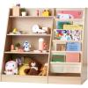 VEVOR Toy Storage Organizer, Wooden Kids Bookshelf with Storage, Toy Storage Cabinet with 2 Mobile Drawers, Kids Storage Organizer for Bedroom, Nursery, Living Room, Entryway, Preschool, White(4-tier)