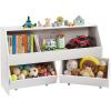 VEVOR Toy Storage Organizer, Wooden Kids Bookshelf with Storage, Toy Storage Cabinet with 2 Mobile Drawers, Kids Storage Organizer for Bedroom, Nursery, Living Room, Entryway, Preschool, White(5-Cubby with Mobile Drawers)