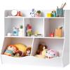 VEVOR Toy Storage Organizer, Wooden Kids Bookshelf with Storage, Toy Storage Cabinet with 2 Mobile Drawers, Kids Storage Organizer for Bedroom, Nursery, Living Room, Entryway, Preschool, White(5-cubby)