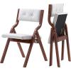 VEVOR Wooden Folding Chairs with Cushion, Set of 2, Portable Foldable Cushion Chair with Wooden Frame, Modern Padded Dining Chair for Kitchen, Office, Wedding, Party, Dining Room, Easy Assembly, Beige(Walnut+beige)