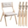 VEVOR Wooden Folding Chairs with Cushion, Set of 4, Portable Foldable Cushion Chair with Wooden Frame, Modern Padded Dining Chair for Kitchen, Office, Wedding, Party, Dining Room, Easy Assembly, Beige
