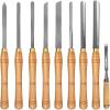 VEVOR Woodworking Lathe Chisel Set 8 Pieces HSS Steel Blades Wood Turning Tools Wooden Case for Storage for Carving Root Furniture One Free Chisel(8pcs)