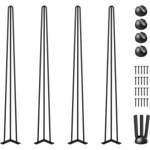 Happybuy Hairpin Table Legs 36 in Black Set of 4 Desk Legs 220 lbs Load Capacity Each Leg Hairpin Desk Legs 3 Rods for Bench Desk Dining End Table Chairs Carbon Steel DIY Heavy Duty Furniture Legs