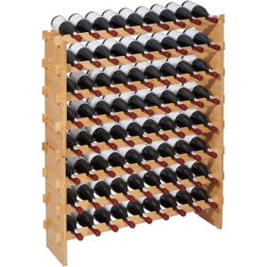 VEVOR 15 Bottle Wine Rack,Iron Freestanding Floor Wine Holder, Mini Bar Stand Liquor Cabinet with Wood Tabletop, for Home Bar,Kitchen,Living Room,Dining Room,16.9”L X 11.4”W X 35.2”H(37.6 X 9.8 X 46.9 in)